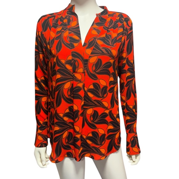 Ann Taylor Orange Floral Camp Shirt - size XS - Picture 1 of 3